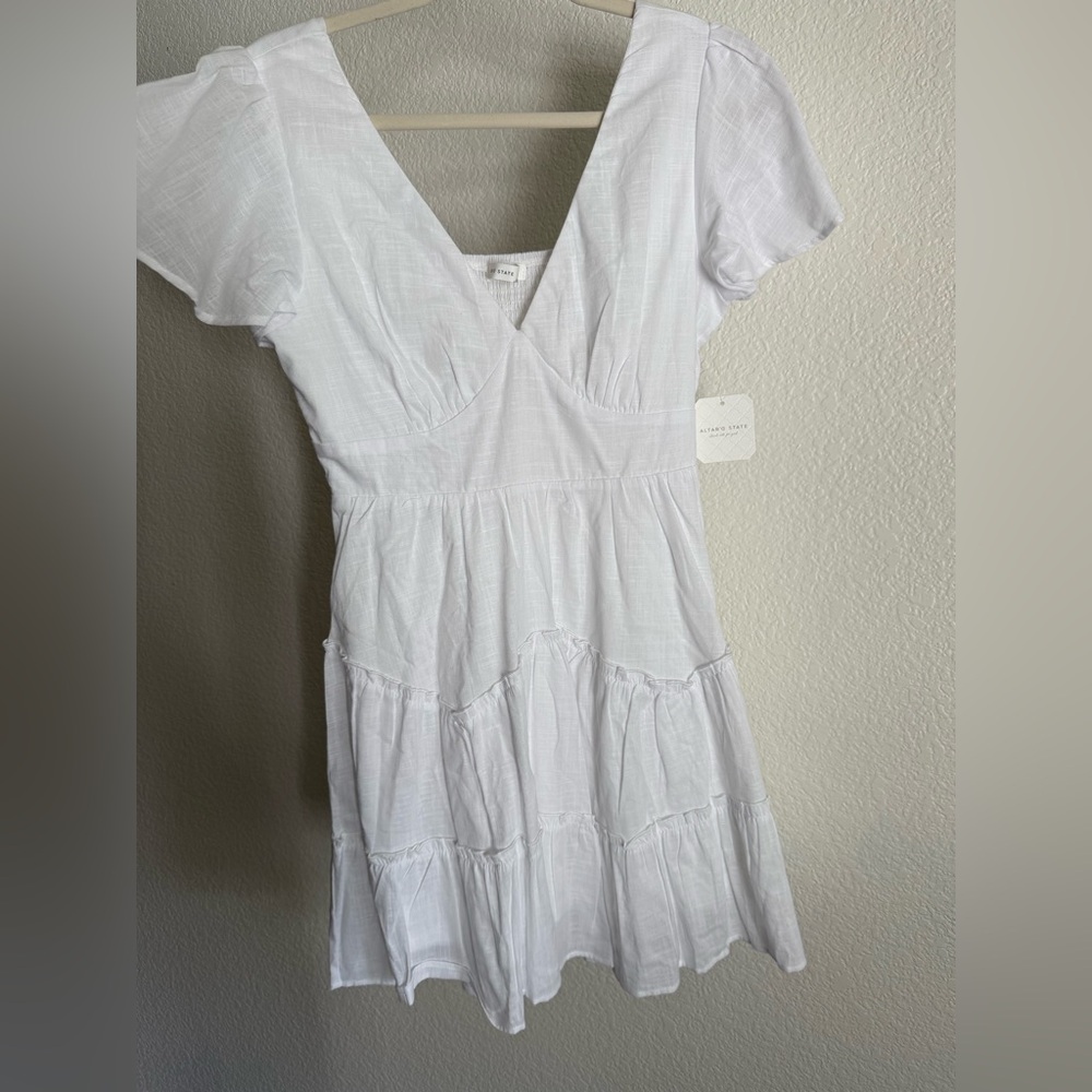 NWT Altar'd State Tiered White Mini Dress